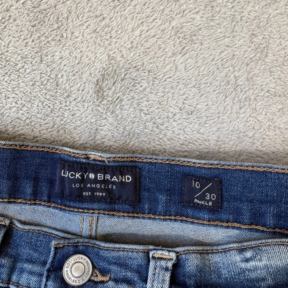 Lucky Brand Jeans Womens 10 Blue Ankle High Rise Skinny Bridgette Exposed Button - Picture 8 of 13